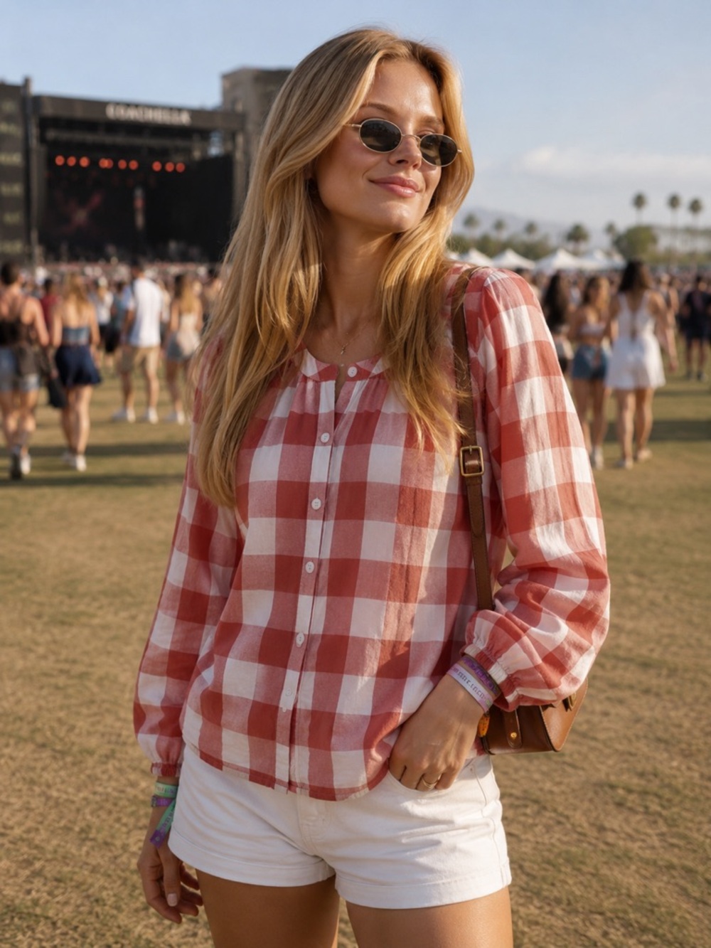 Duluth Trading Co. Rust Buffalo Check  Printmaker Organic Cotton Blouse